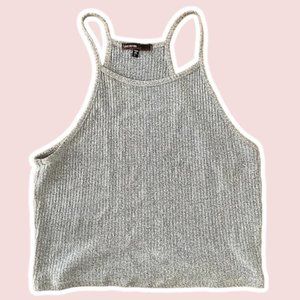 Large Blue Crop Halter Tank Top